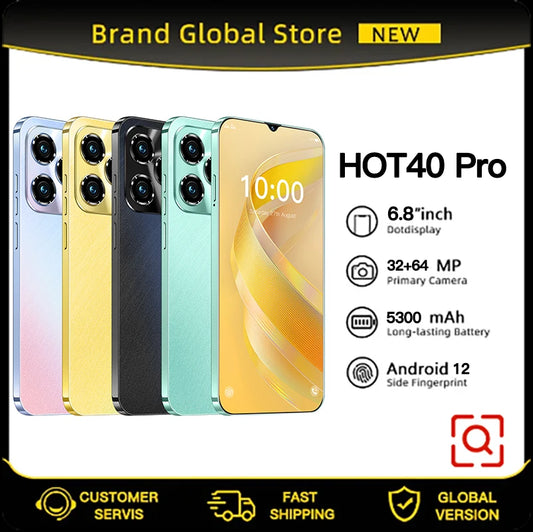 2024 NEW HOT 40 Pro Mobile Phones Global Version Android 256GB Celulares WIFI Smart Phone low price Cellphones 5300mah