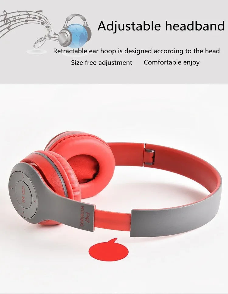 Bluetooth 5.0 Wireless Headphone Foldable HIFI Stereo Bass Earphone Kid Girl Helmet Gift With Mic USB Adaptor For iPhone TV Game